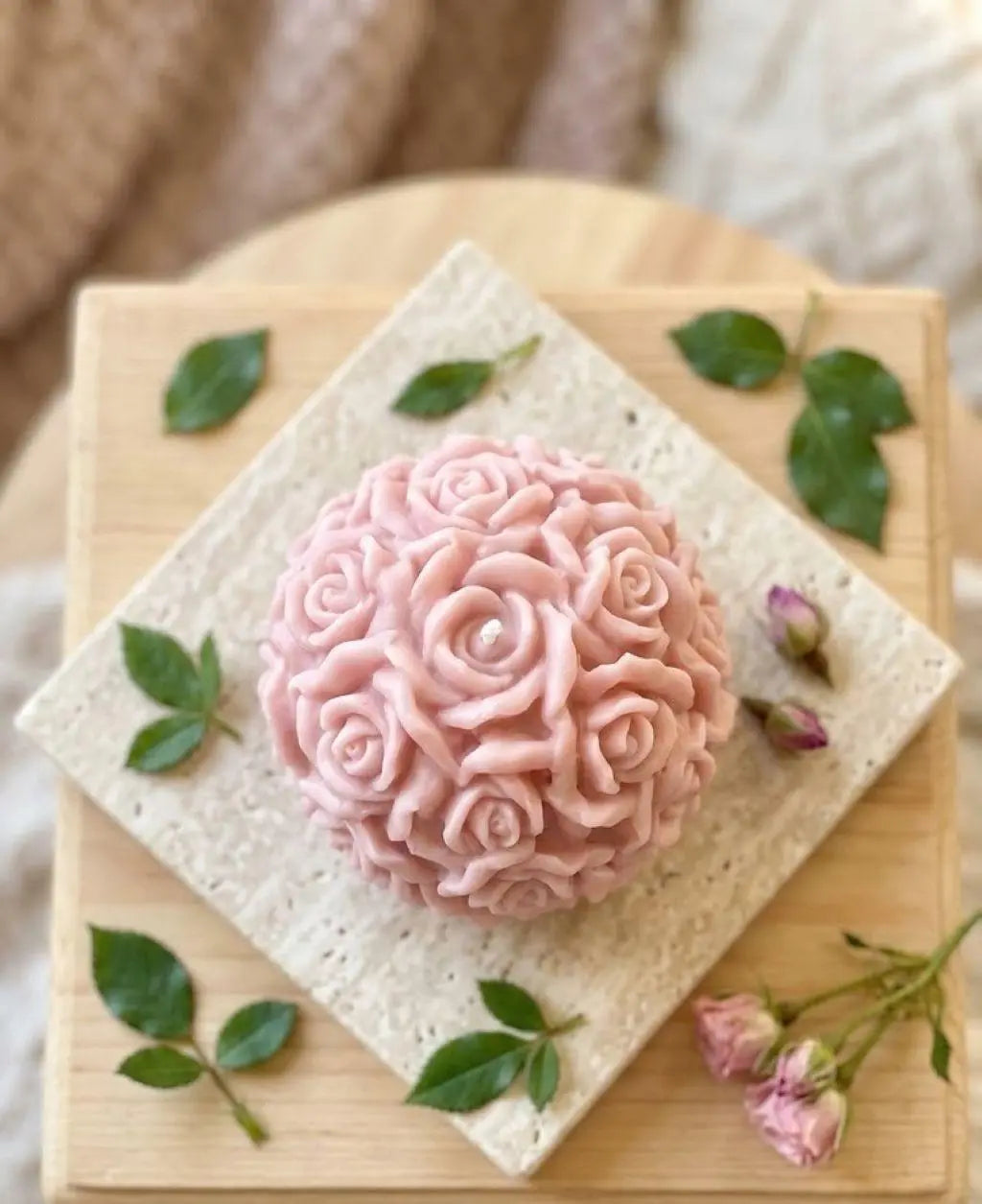 3" Pink Rose Petals Scented Blossom Dimensional Candle Homeroots Home Decor