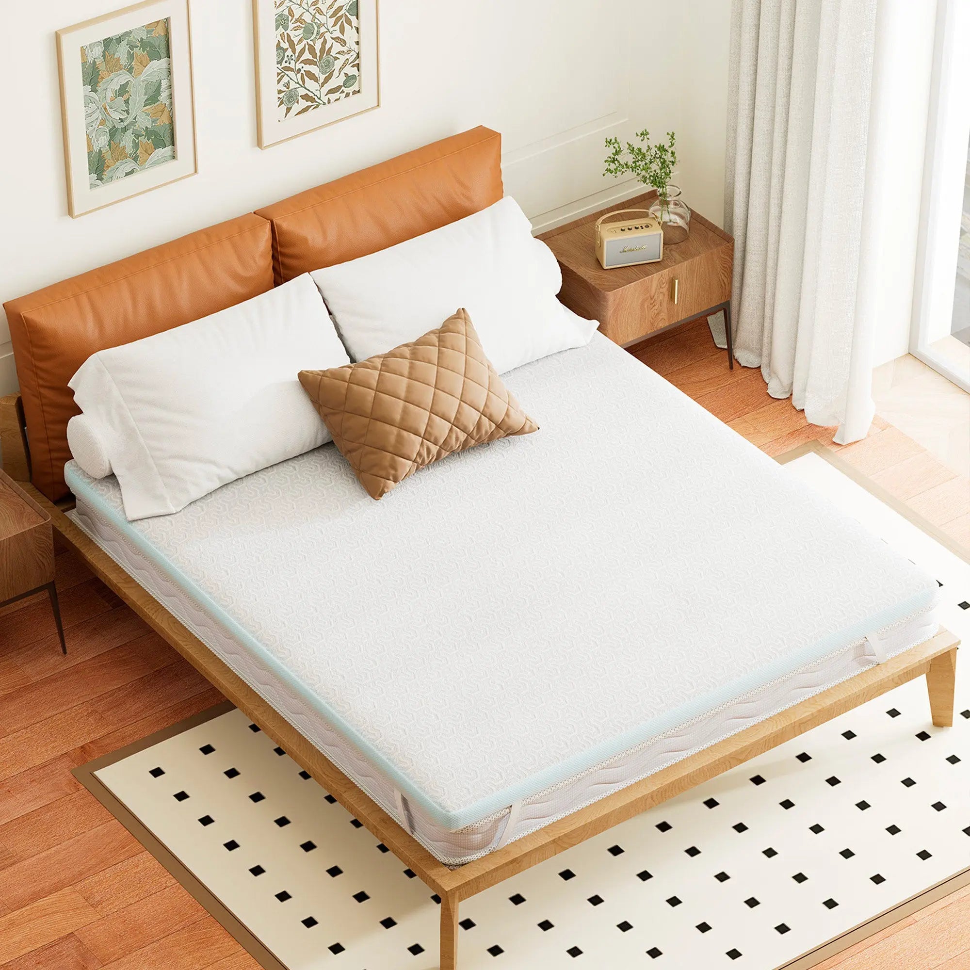 3" White Gel Memory Foam California King Mattress Topper Homeroots Bed & Bath