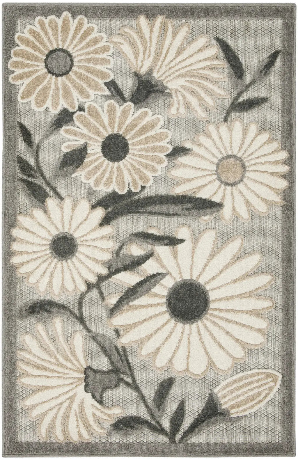 3' X 4' Beige Floral Indoor Outdoor Area Rug Homeroots Outdoor
