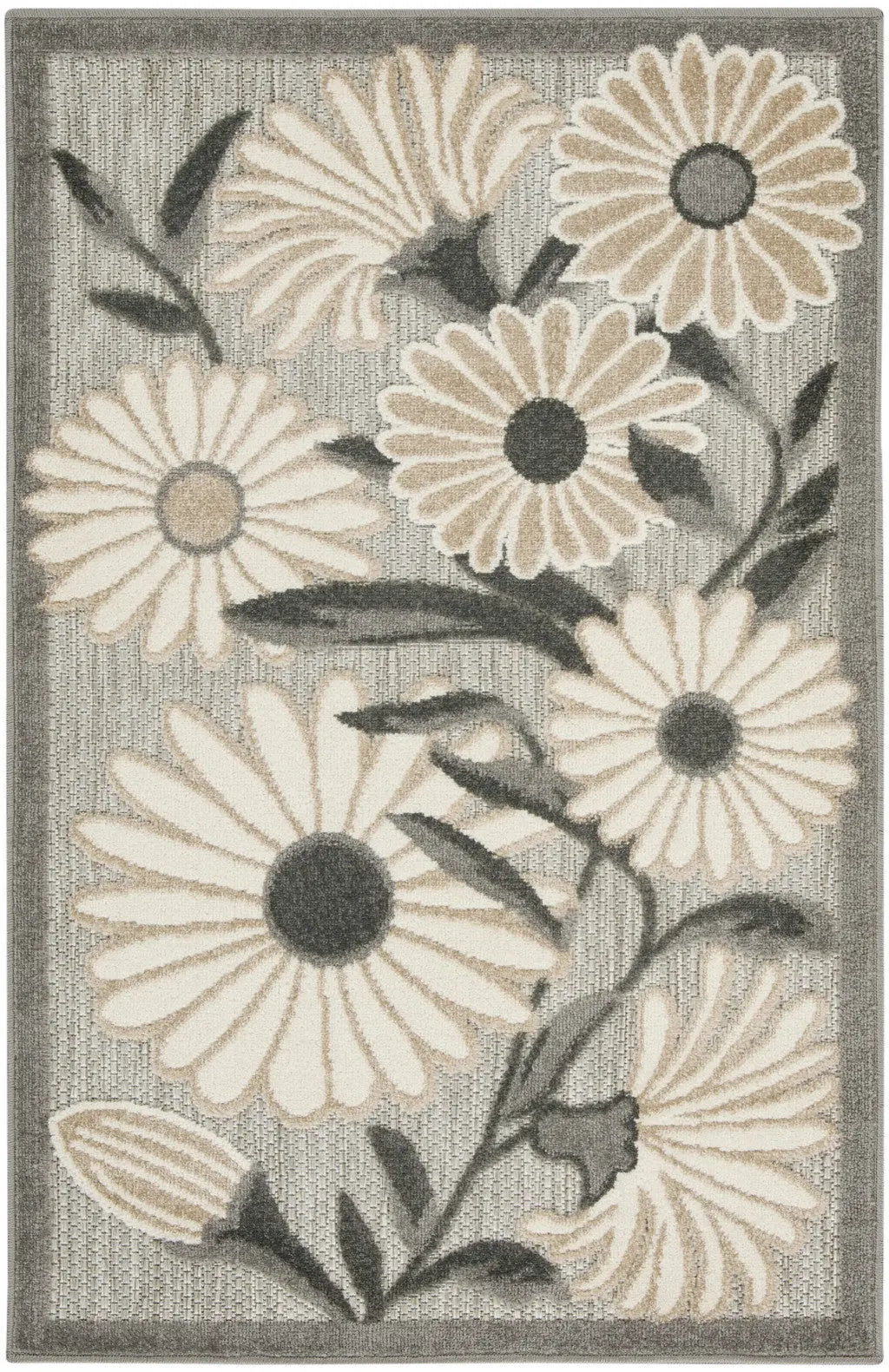 3' X 4' Beige Floral Indoor Outdoor Area Rug Homeroots Outdoor