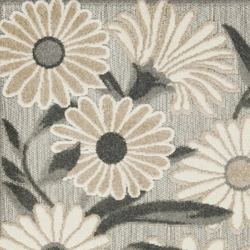 3' X 4' Beige Floral Indoor Outdoor Area Rug Homeroots Outdoor