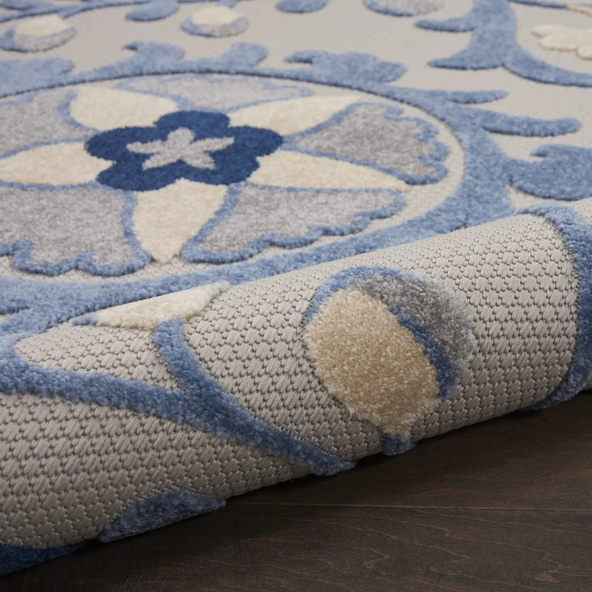3' X 4' Blue And Gray Indoor Outdoor Area Rug - GreatEagleInc