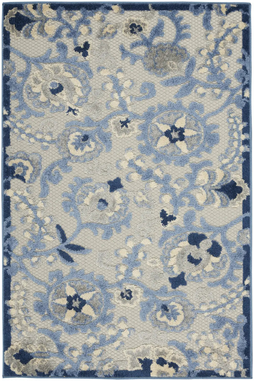 3' X 4' Blue And Gray Indoor Outdoor Area Rug - GreatEagleInc