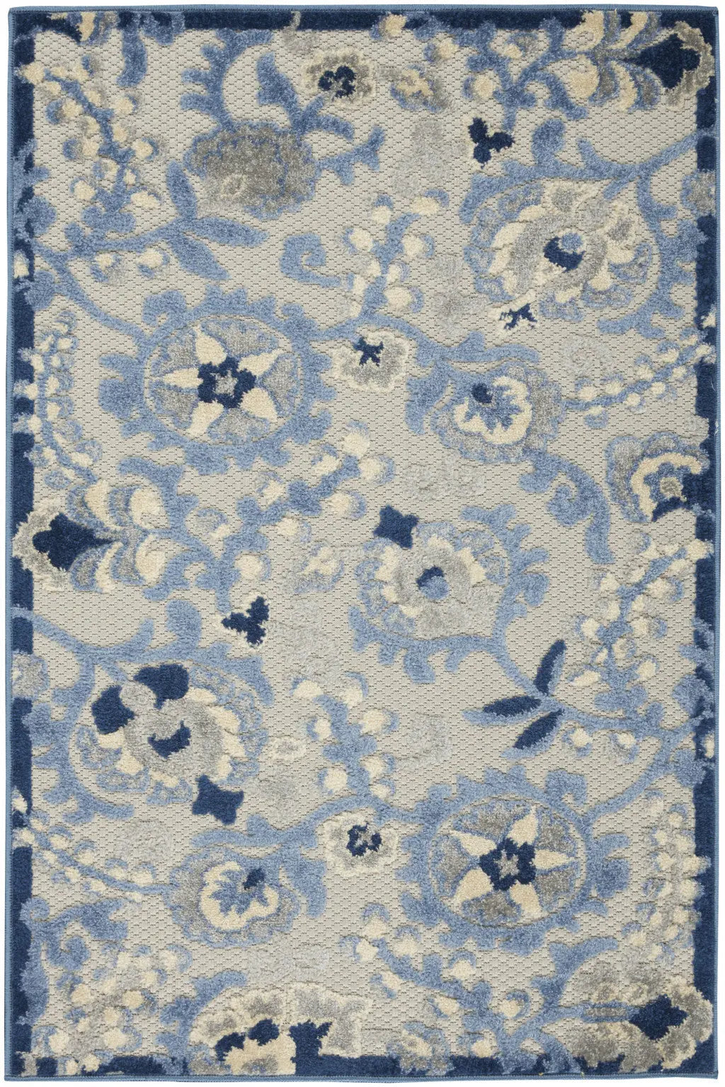 3' X 4' Blue And Gray Indoor Outdoor Area Rug - GreatEagleInc
