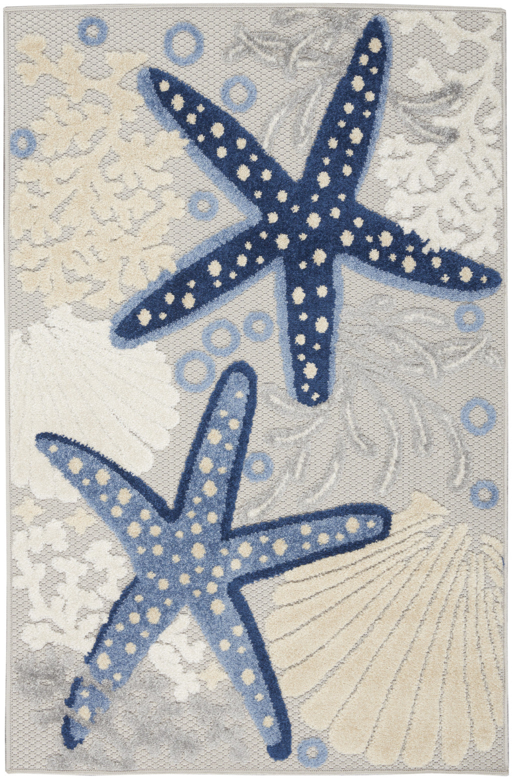3' X 4' Blue And Gray Indoor Outdoor Area Rug - GreatEagleInc