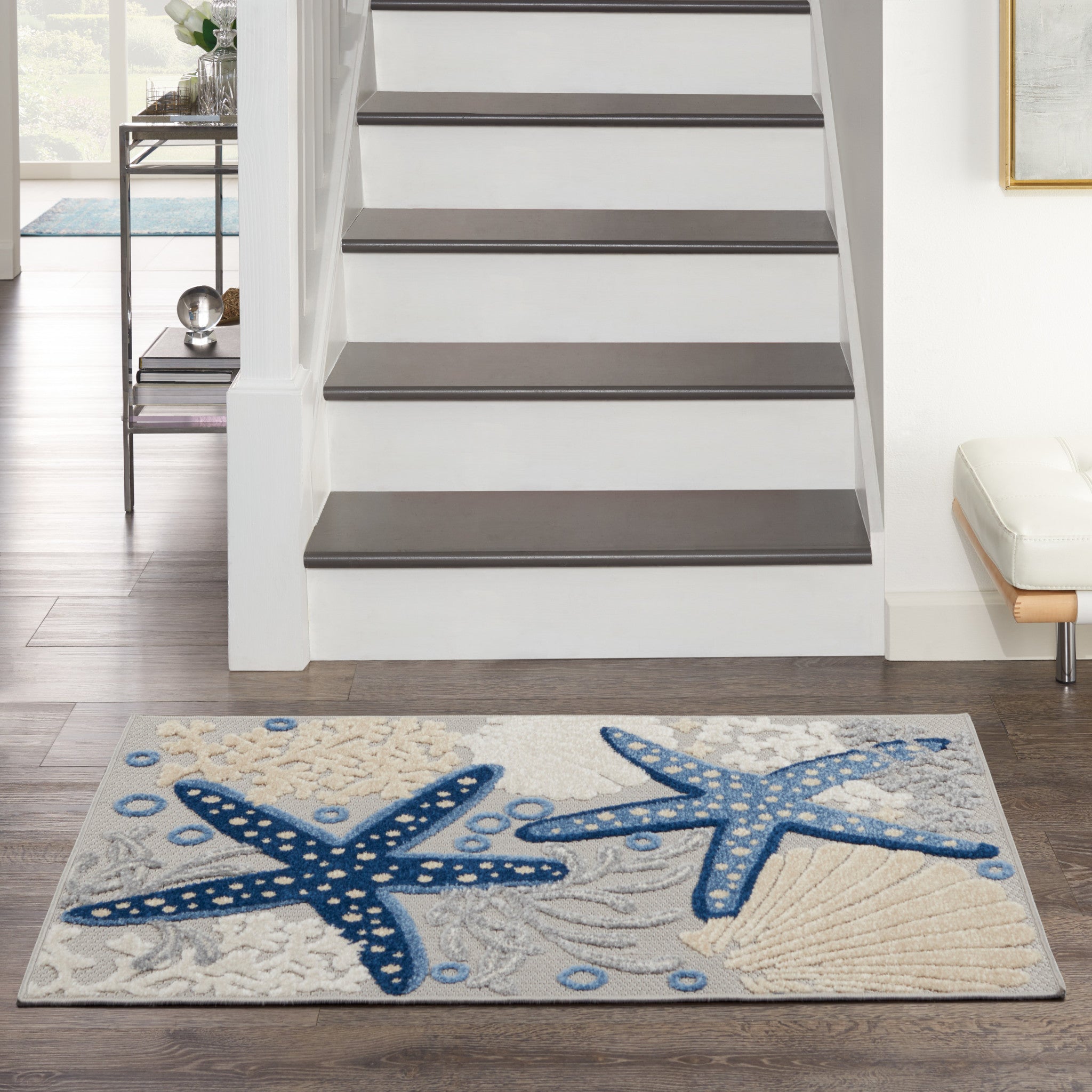 3' X 4' Blue And Gray Indoor Outdoor Area Rug - GreatEagleInc