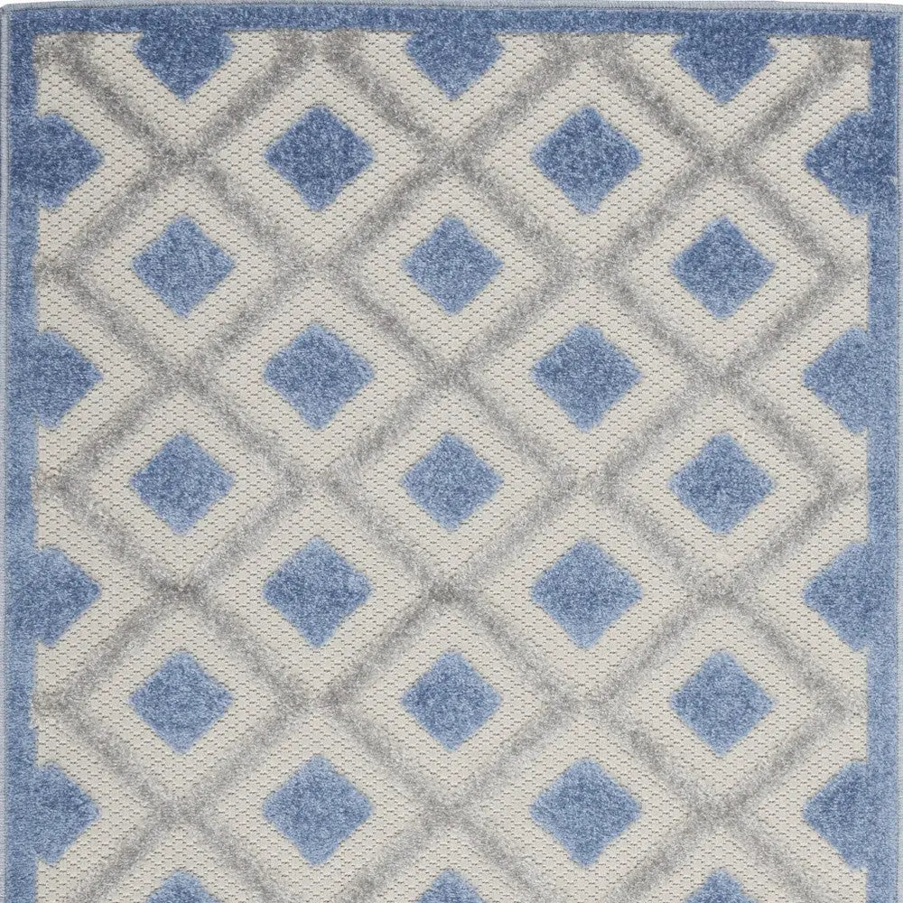 3' X 4' Blue And Gray Indoor Outdoor Area Rug - GreatEagleInc