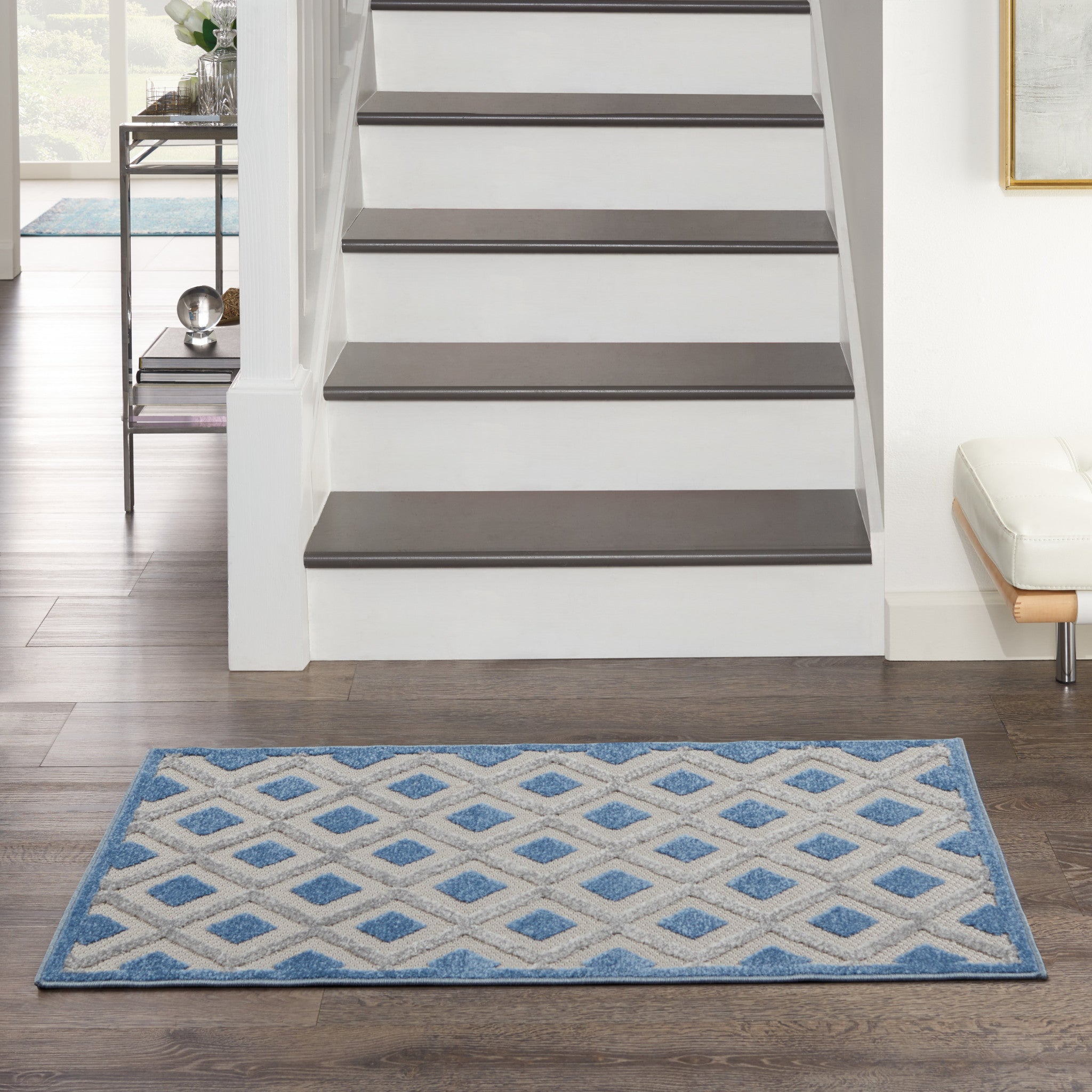 3' X 4' Blue And Gray Indoor Outdoor Area Rug - GreatEagleInc