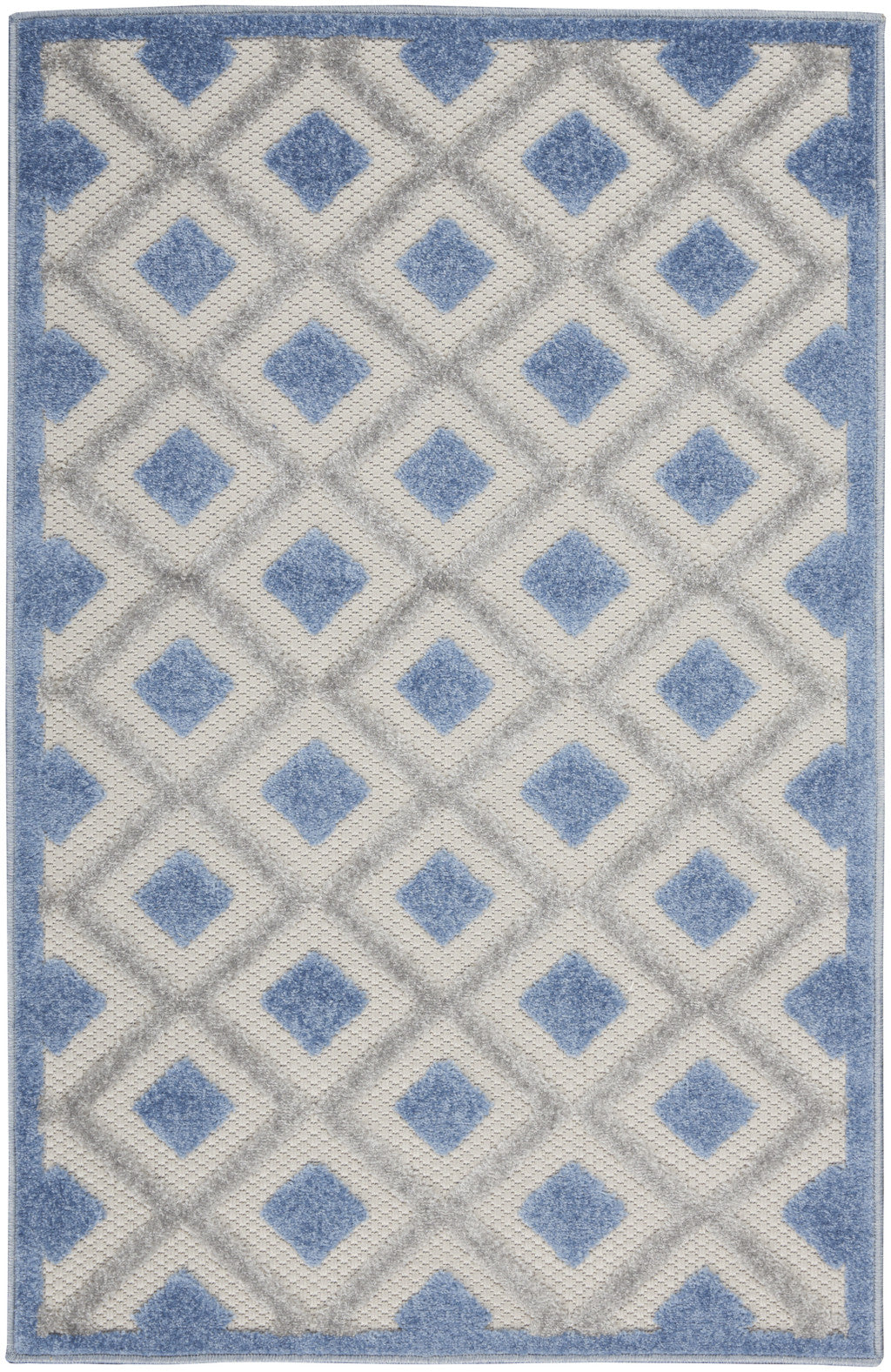 3' X 4' Blue And Gray Indoor Outdoor Area Rug - GreatEagleInc