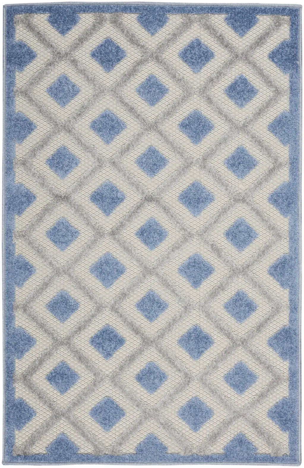 3' X 4' Blue And Gray Indoor Outdoor Area Rug - GreatEagleInc