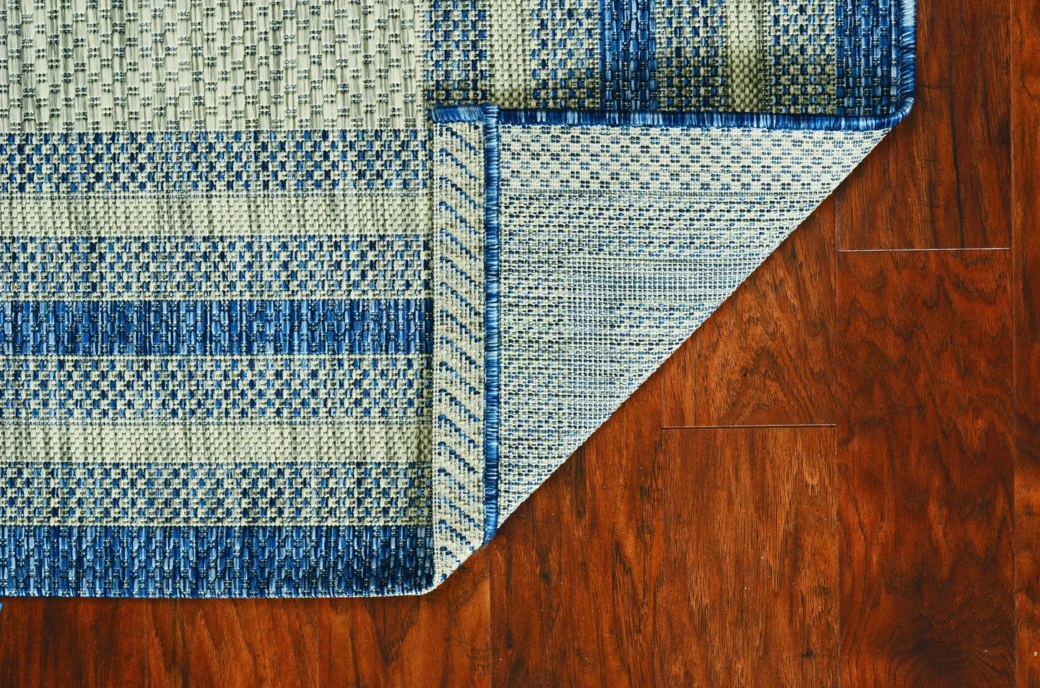 3' X 4' Blue And Green Striped Indoor Outdoor Area Rug Homeroots Outdoor