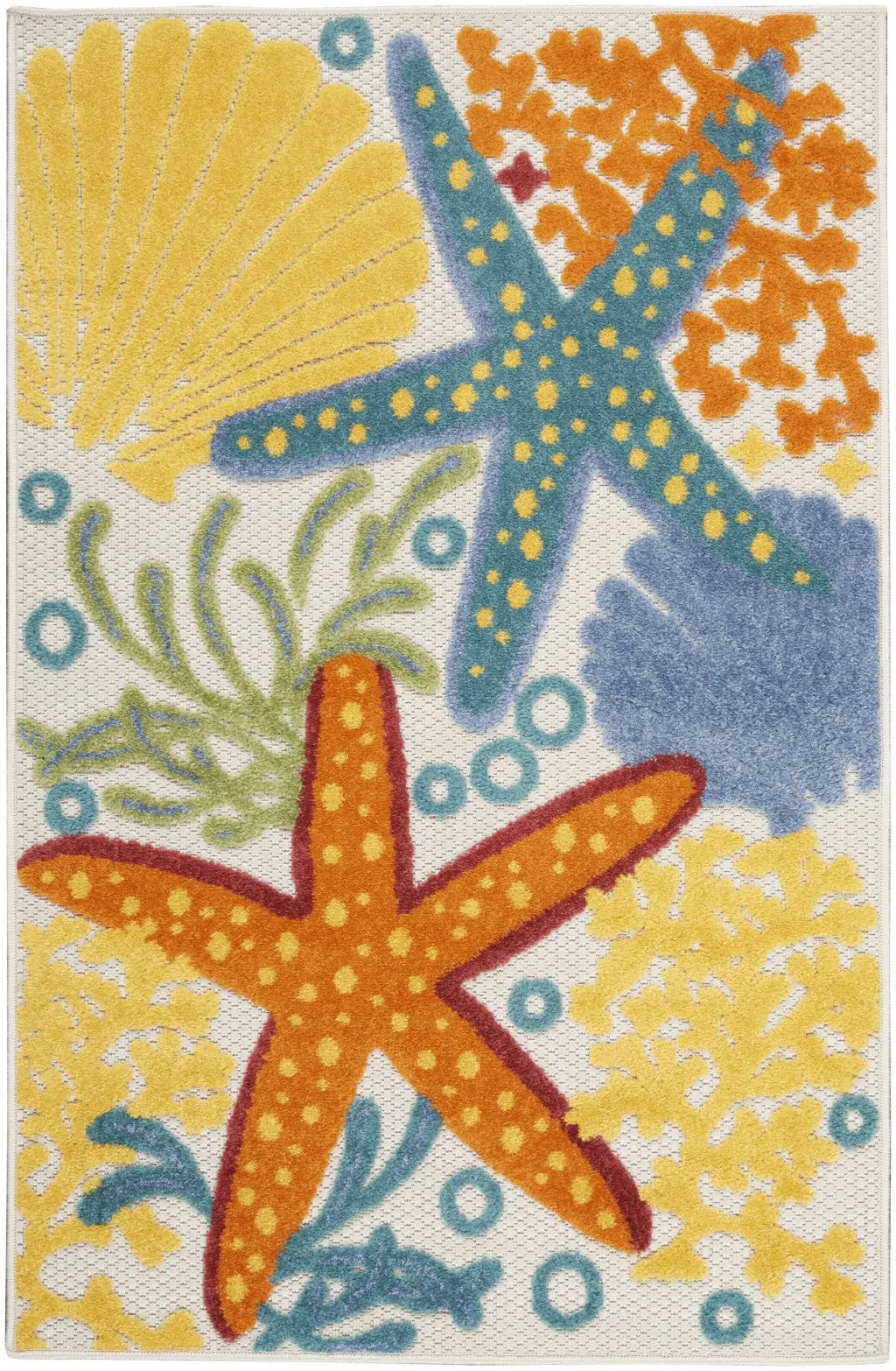 3' X 4' Blue And Yellow Indoor Outdoor Area Rug - GreatEagleInc