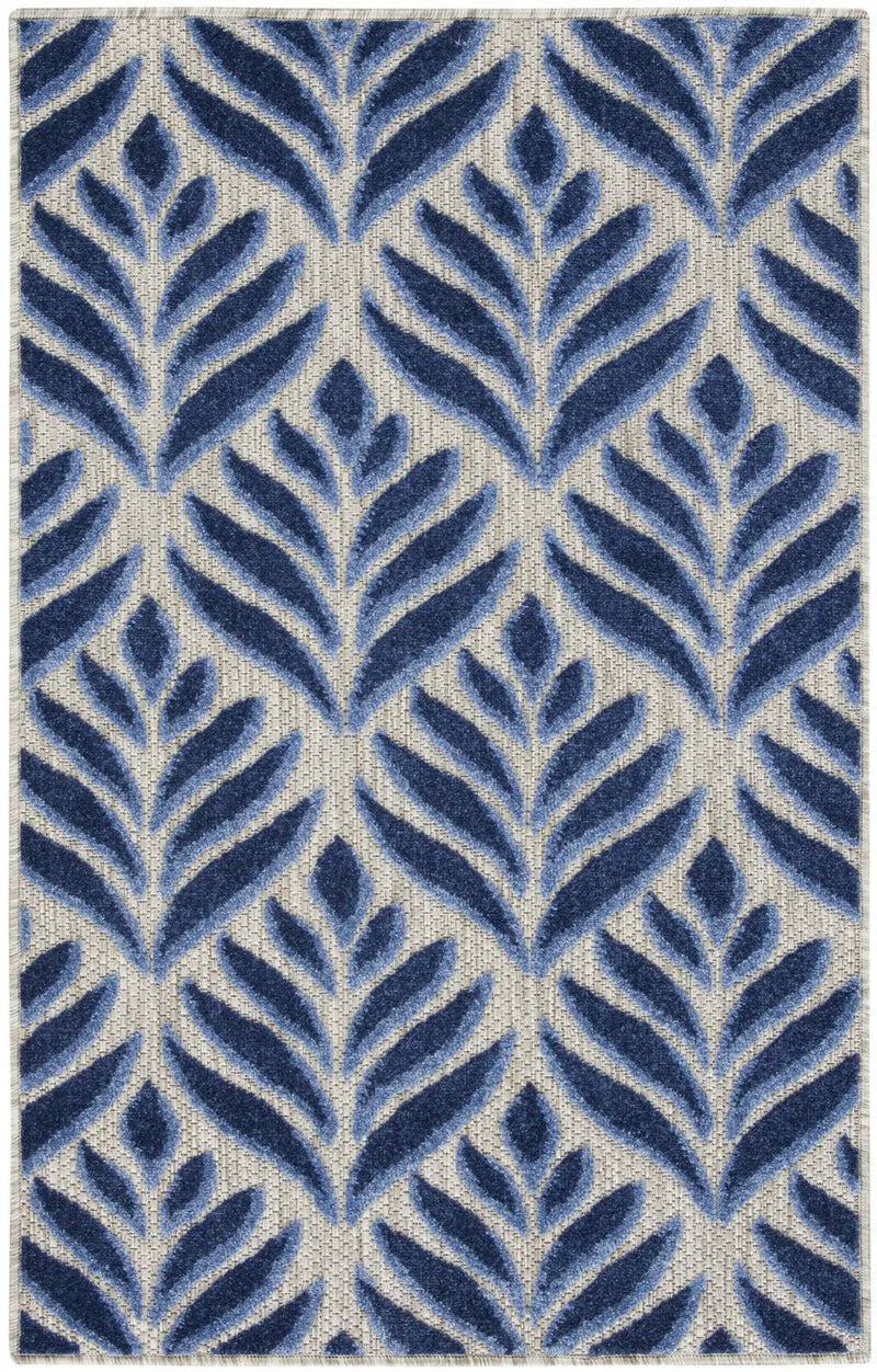 3' X 4' Blue Floral Indoor Outdoor Area Rug Homeroots Outdoor