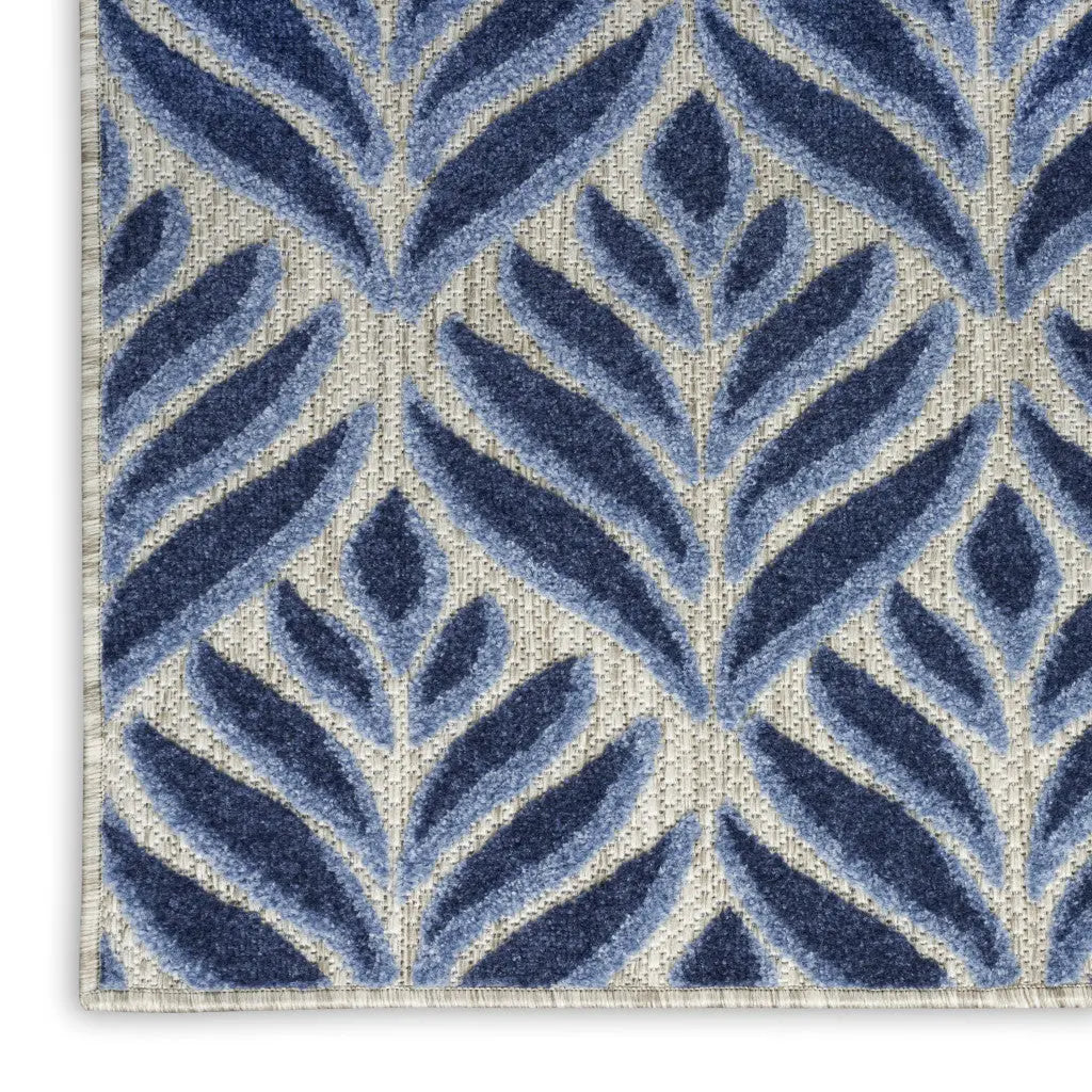 3' X 4' Blue Floral Indoor Outdoor Area Rug Homeroots Outdoor