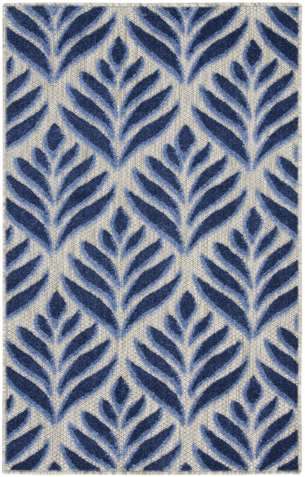 3' X 4' Blue Floral Indoor Outdoor Area Rug Homeroots Outdoor