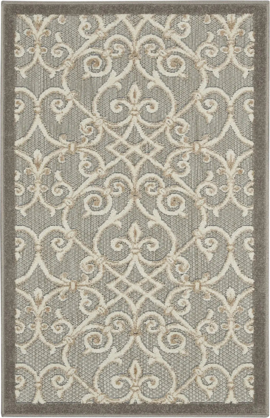 3' X 4' Gray And Ivory Indoor Outdoor Area Rug Homeroots Outdoor