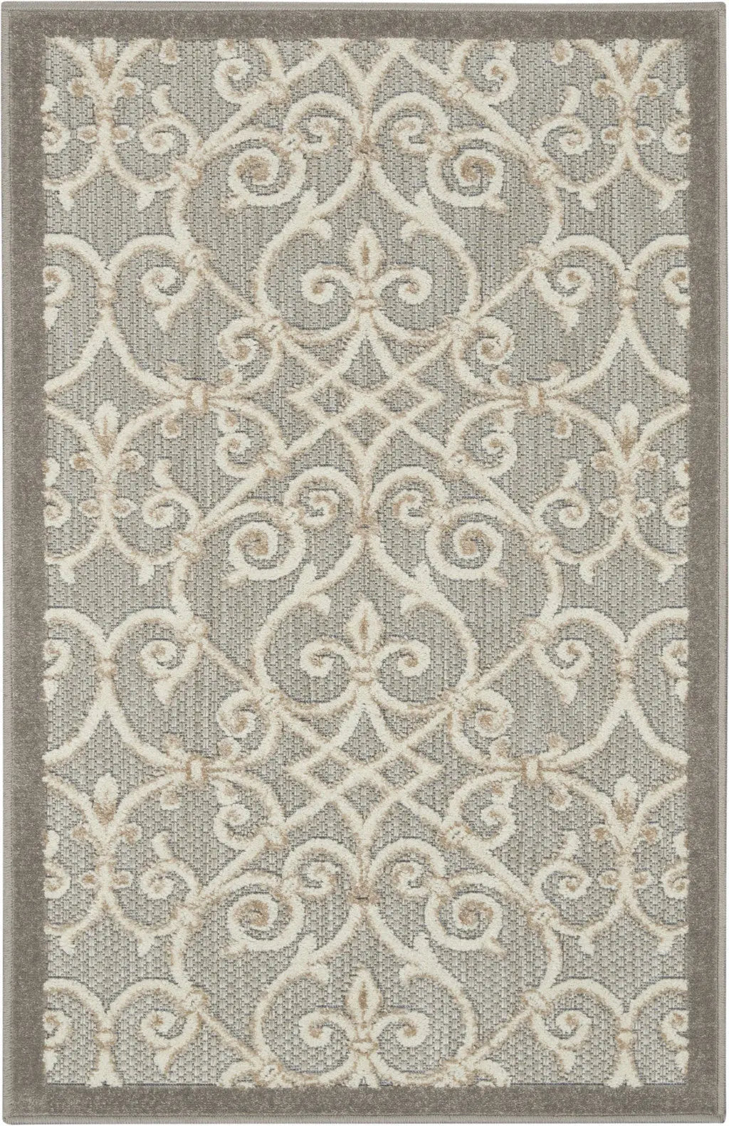 3' X 4' Gray And Ivory Indoor Outdoor Area Rug Homeroots Outdoor