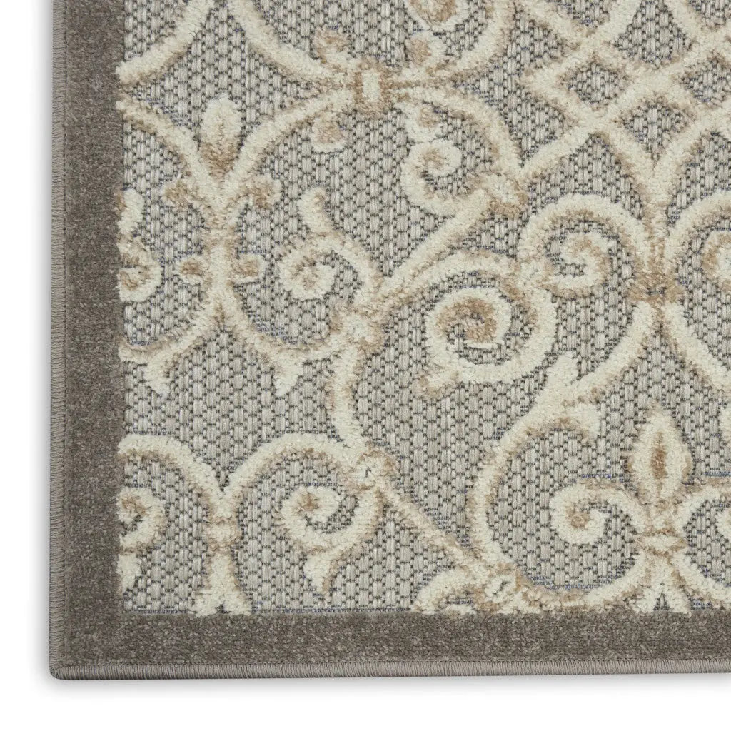 3' X 4' Gray And Ivory Indoor Outdoor Area Rug Homeroots Outdoor
