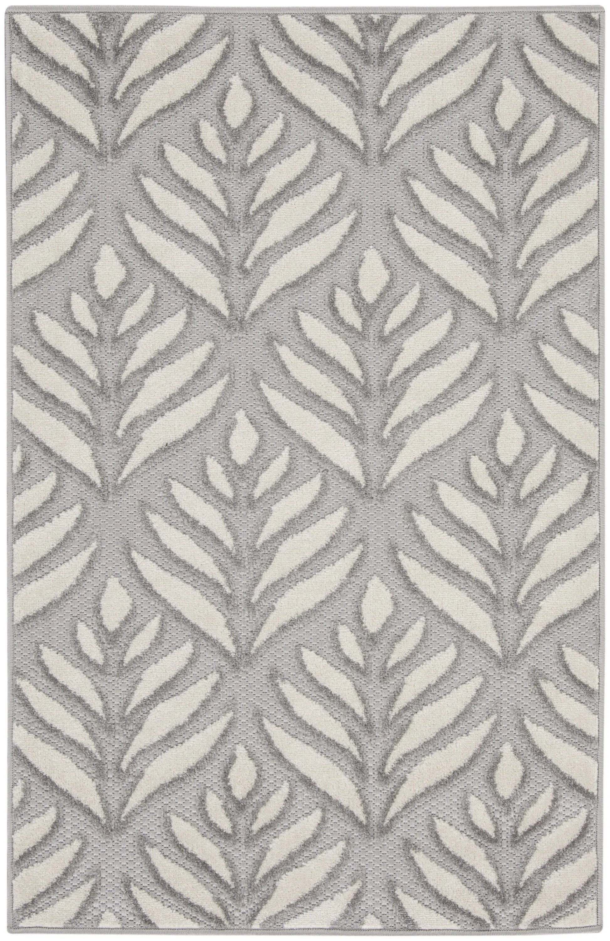 3' X 4' Gray Floral Indoor Outdoor Area Rug Homeroots Outdoor