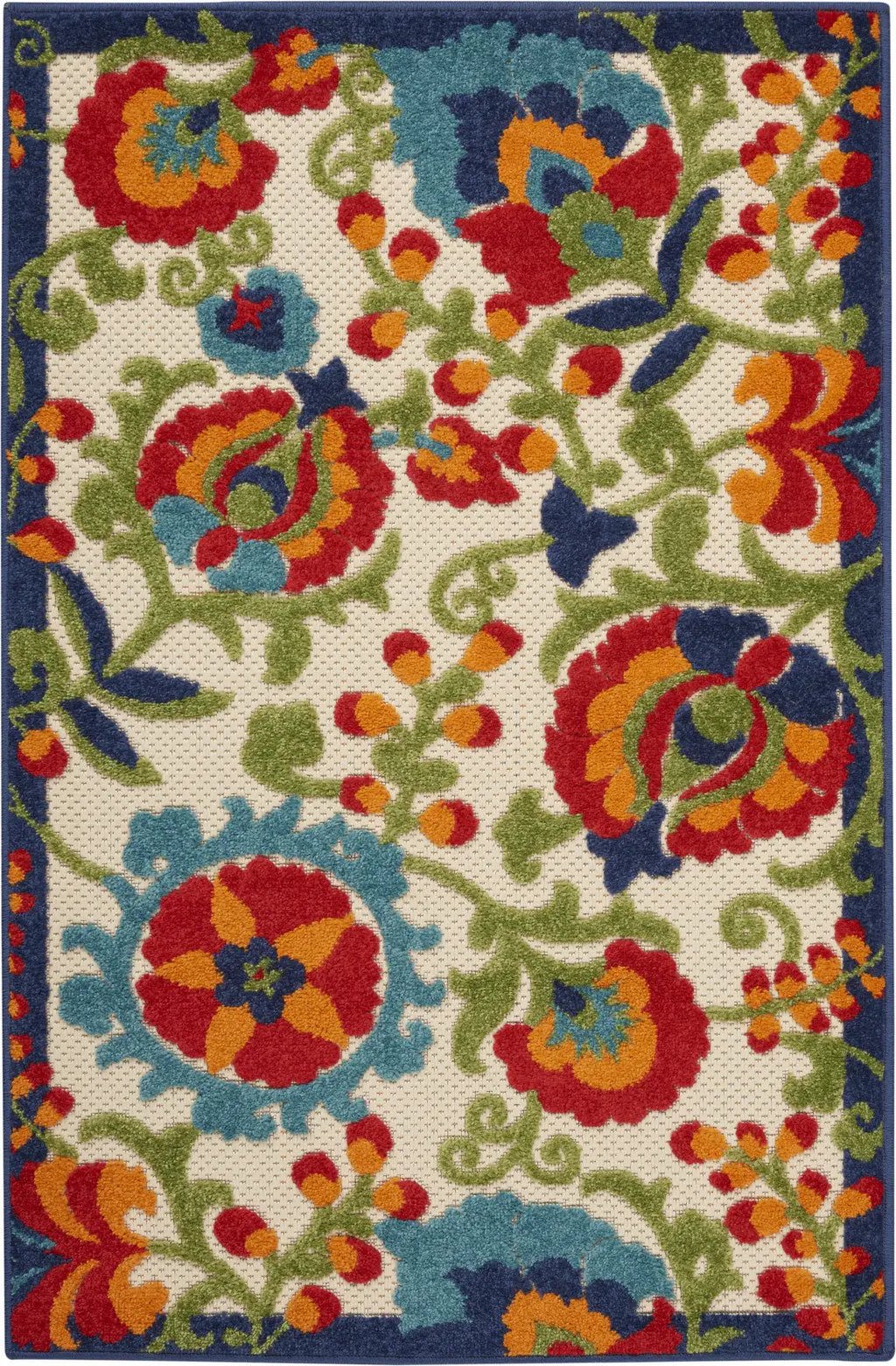 3' X 4' Green And Ivory Indoor Outdoor Area Rug - GreatEagleInc