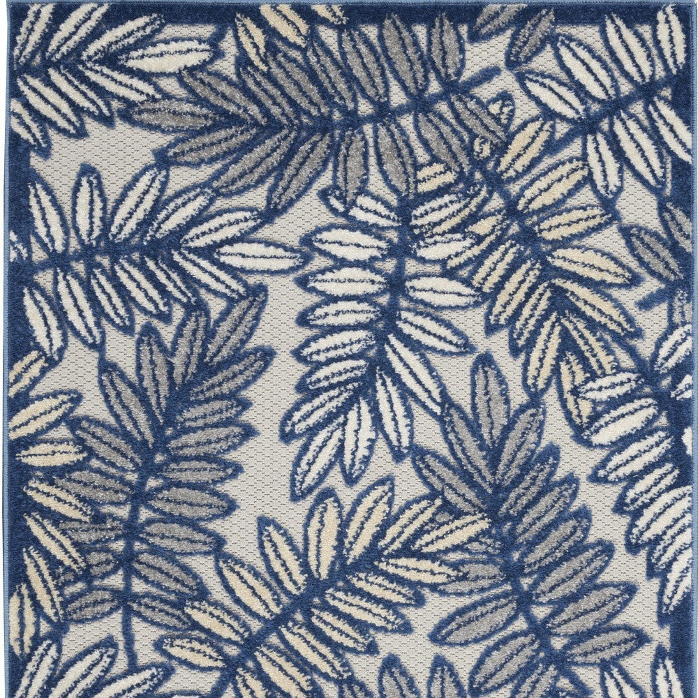 3' X 4' Ivory And Blue Indoor Outdoor Area Rug - GreatEagleInc