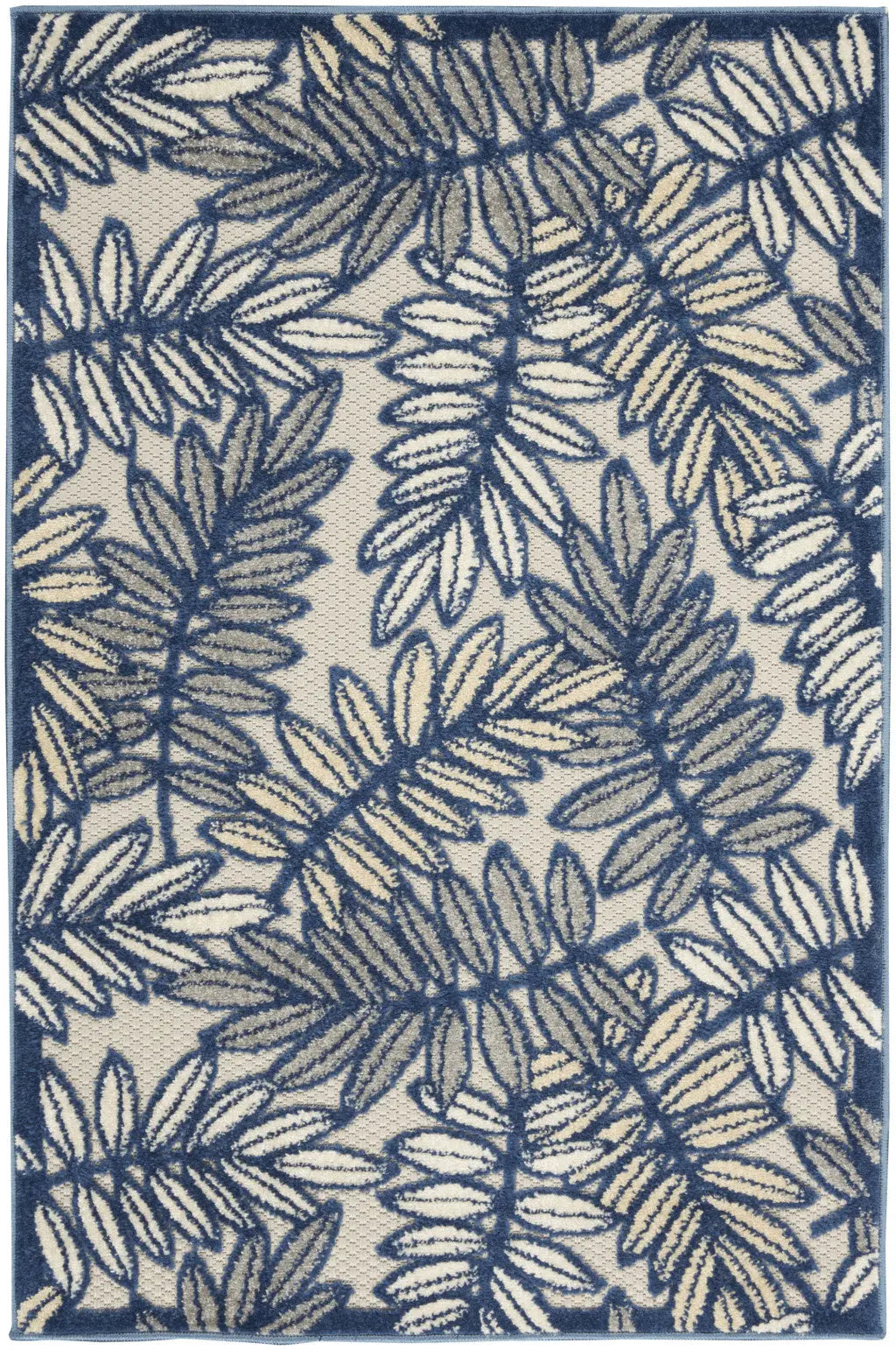 3' X 4' Ivory And Blue Indoor Outdoor Area Rug - GreatEagleInc