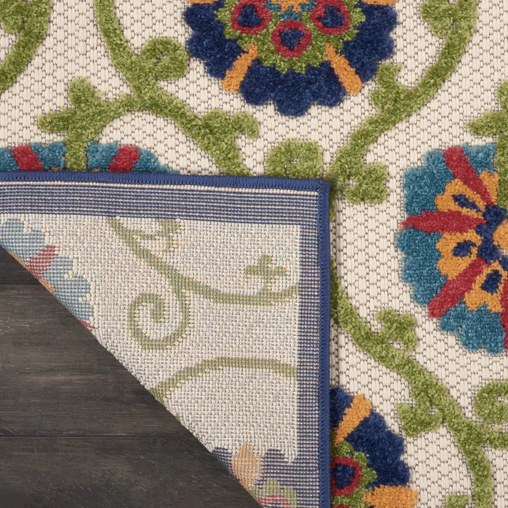 3' X 4' Navy Blue Beige Green Blue And Red Floral Indoor Outdoor Area Rug Homeroots Outdoor