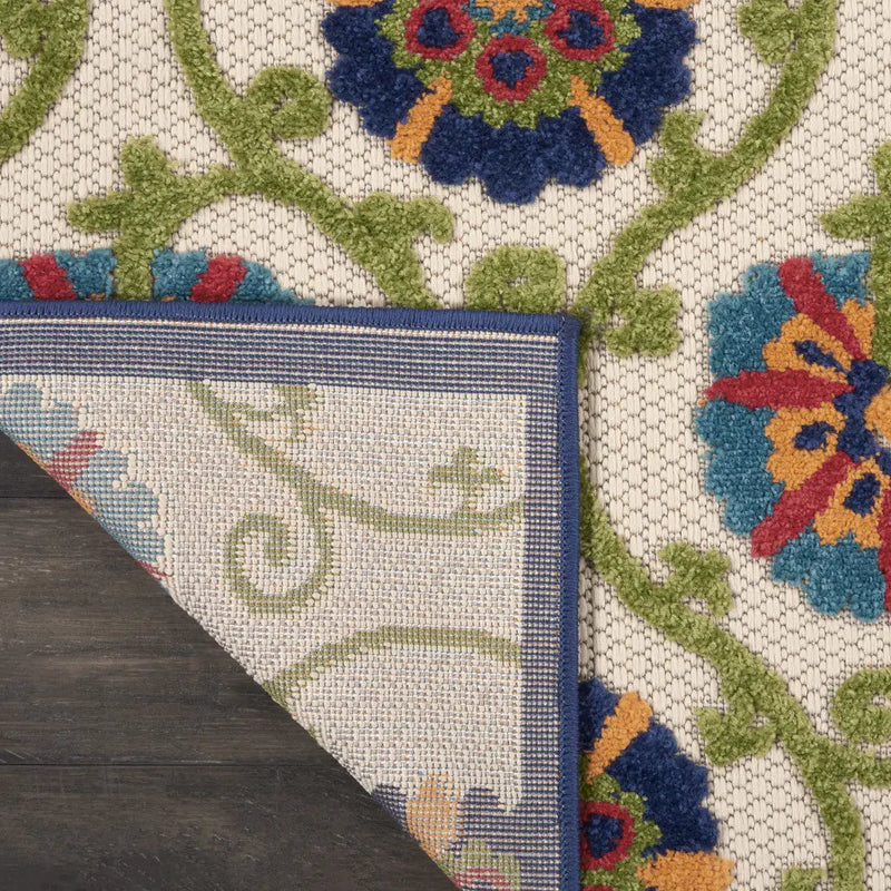 3' X 4' Navy Blue Beige Green Blue And Red Floral Indoor Outdoor Area Rug Homeroots Outdoor
