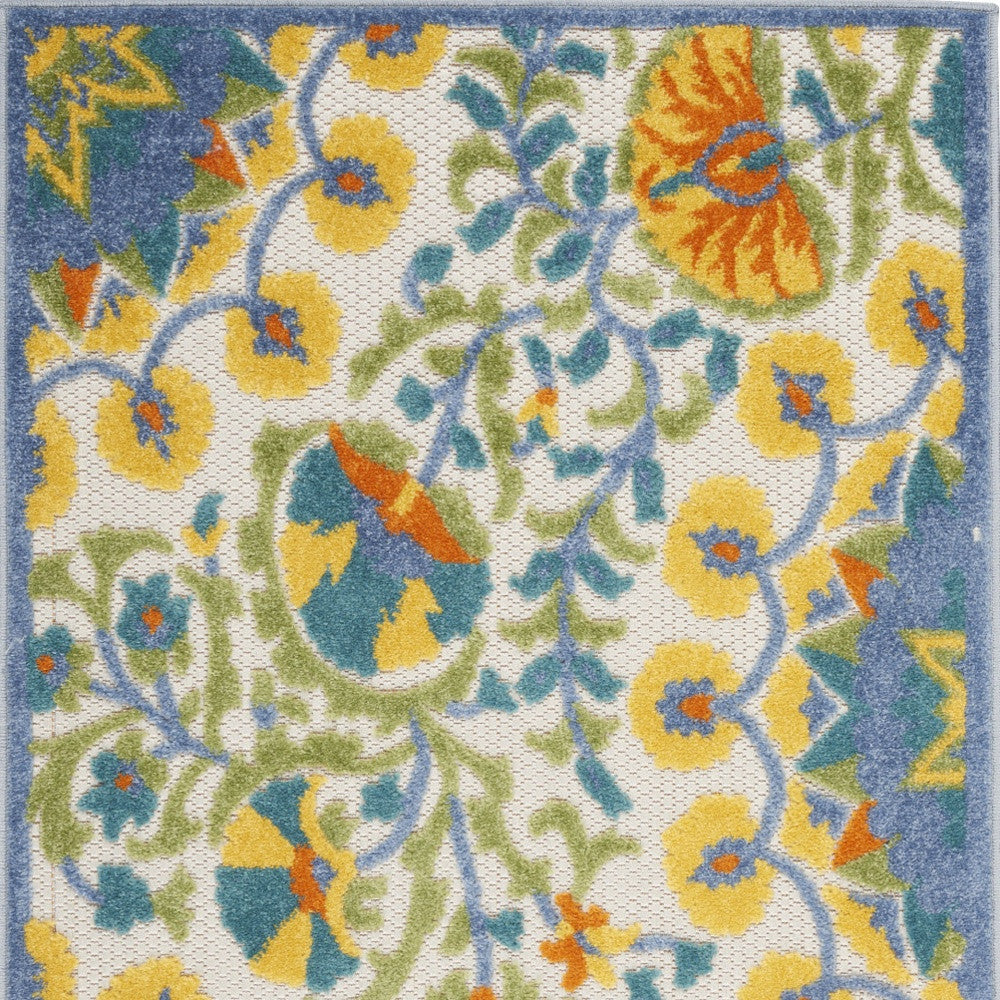 3' X 4' Yellow And Ivory Indoor Outdoor Area Rug - GreatEagleInc
