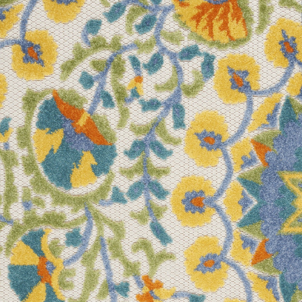 3' X 4' Yellow And Ivory Indoor Outdoor Area Rug - GreatEagleInc