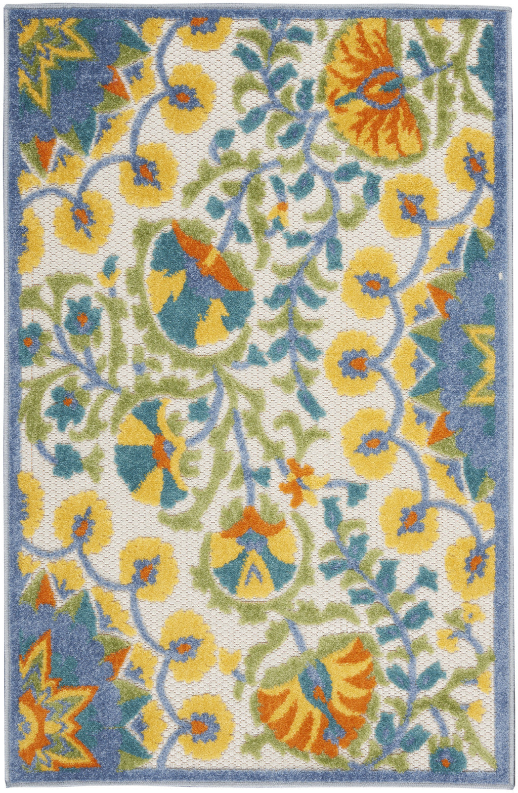 3' X 4' Yellow And Ivory Indoor Outdoor Area Rug - GreatEagleInc