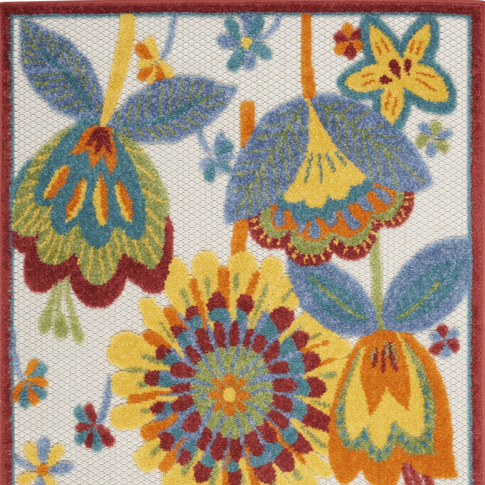 3' X 4' Yellow And Ivory Indoor Outdoor Area Rug - GreatEagleInc