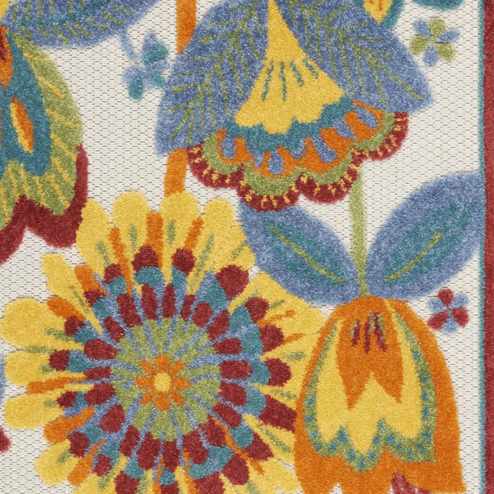 3' X 4' Yellow And Ivory Indoor Outdoor Area Rug - GreatEagleInc