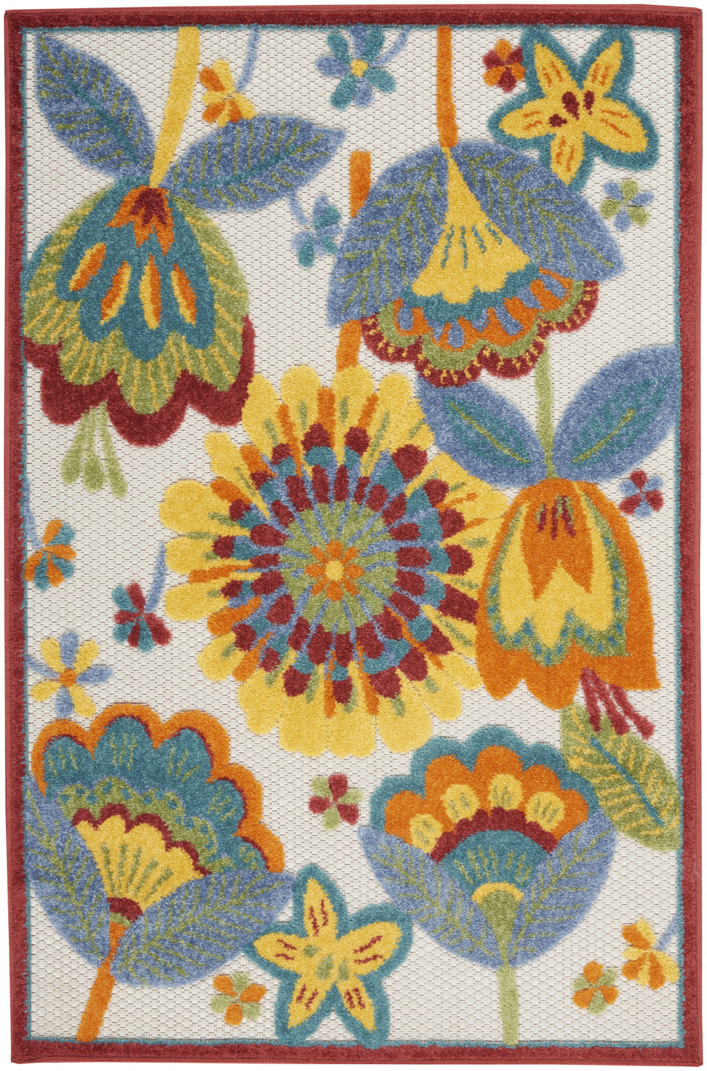 3' X 4' Yellow And Ivory Indoor Outdoor Area Rug - GreatEagleInc