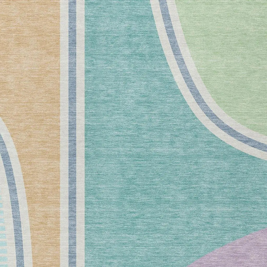 3' X 5' Aqua And Copper Geometric Washable Indoor Outdoor Area Rug Homeroots Outdoor
