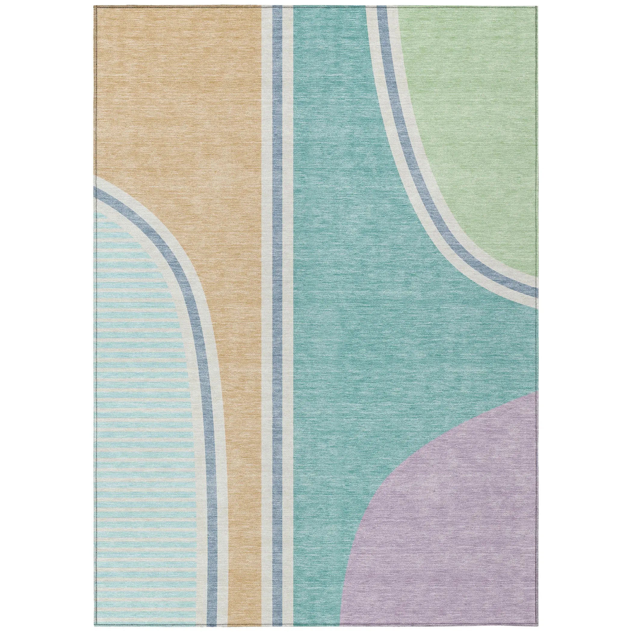 3' X 5' Aqua And Copper Geometric Washable Indoor Outdoor Area Rug Homeroots Outdoor