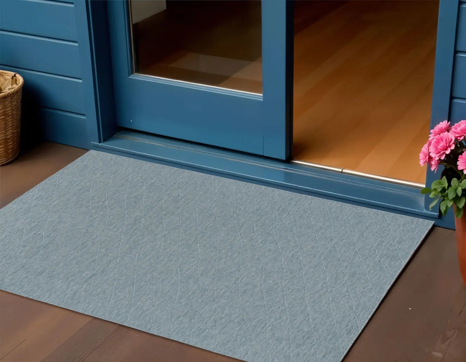 3' X 5' Aqua And Ivory Geometric Indoor Outdoor Area Rug Homeroots Outdoor
