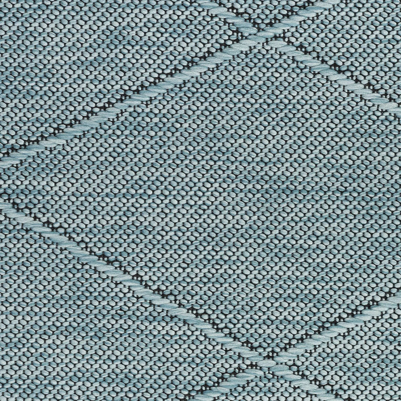 3' X 5' Aqua And Ivory Geometric Indoor Outdoor Area Rug Homeroots Outdoor