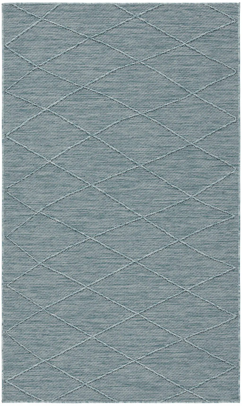 3' X 5' Aqua And Ivory Geometric Indoor Outdoor Area Rug Homeroots Outdoor