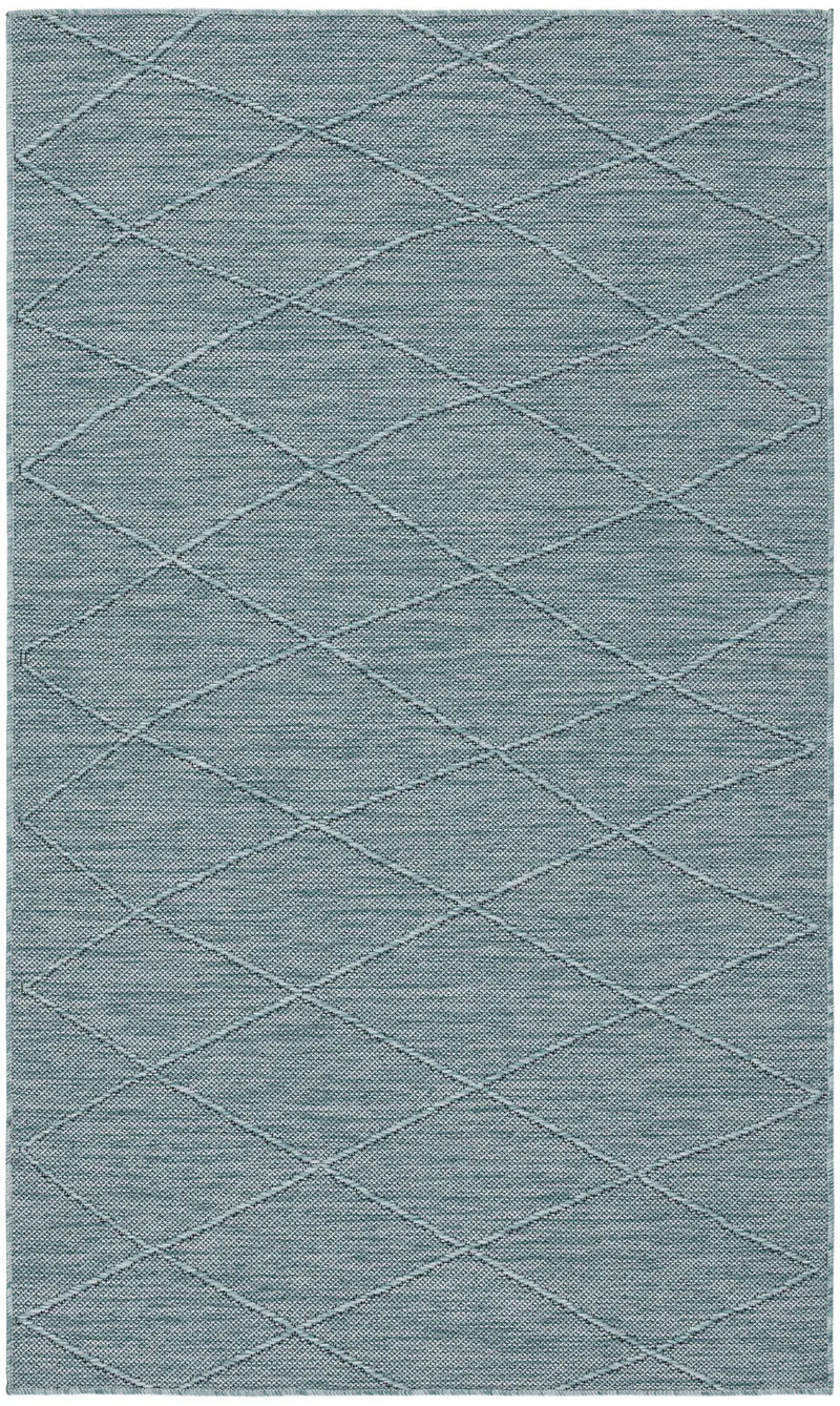 3' X 5' Aqua And Ivory Geometric Indoor Outdoor Area Rug Homeroots Outdoor