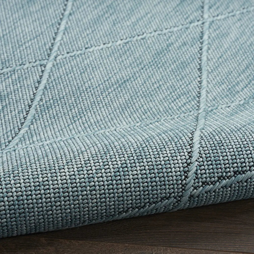 3' X 5' Aqua And Ivory Geometric Indoor Outdoor Area Rug Homeroots Outdoor
