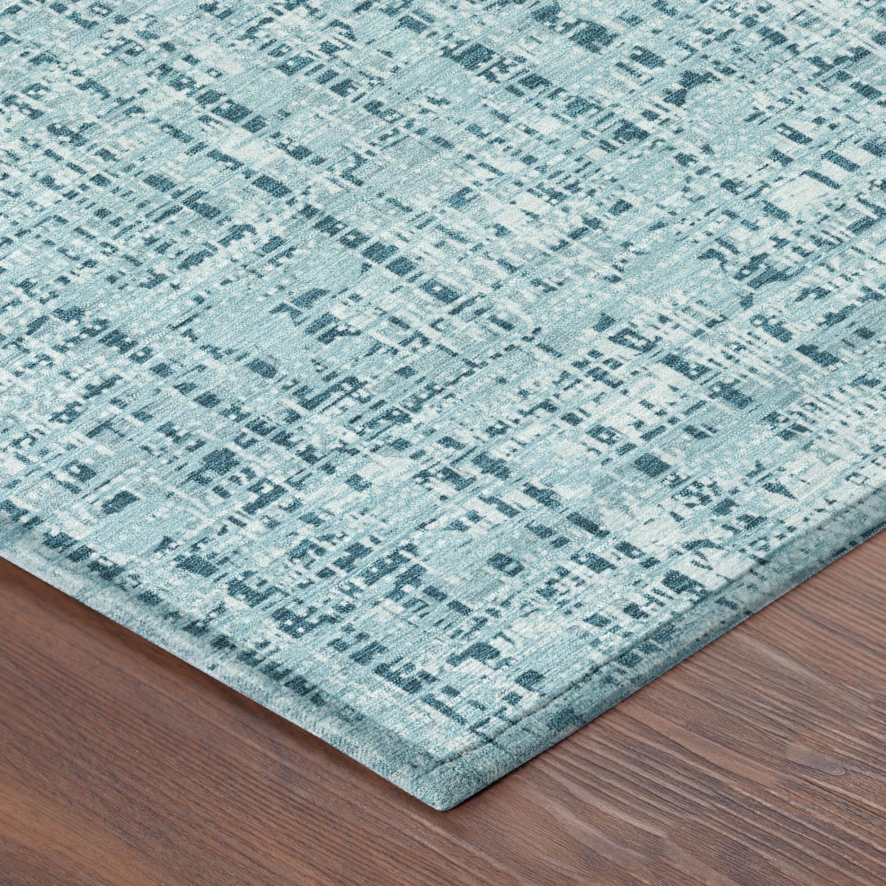 3' X 5' Aqua And Teal Blue Abstract Washable Indoor Outdoor Area Rug Homeroots Outdoor