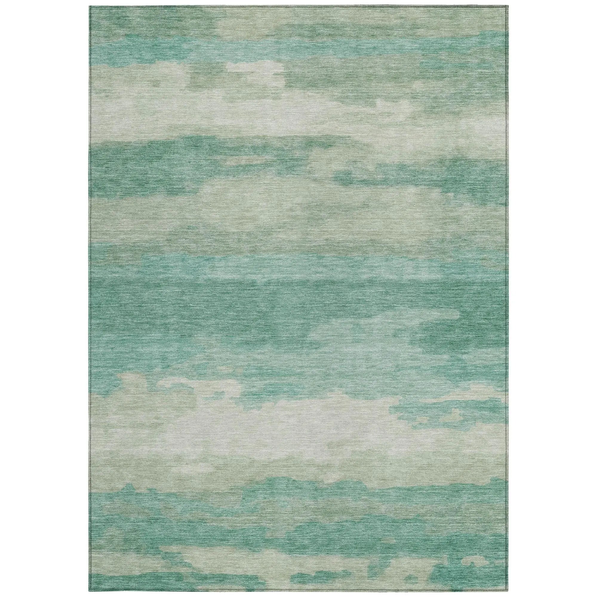 3' X 5' Aqua And Teal Blue Abstract Washable Indoor Outdoor Area Rug Homeroots Outdoor