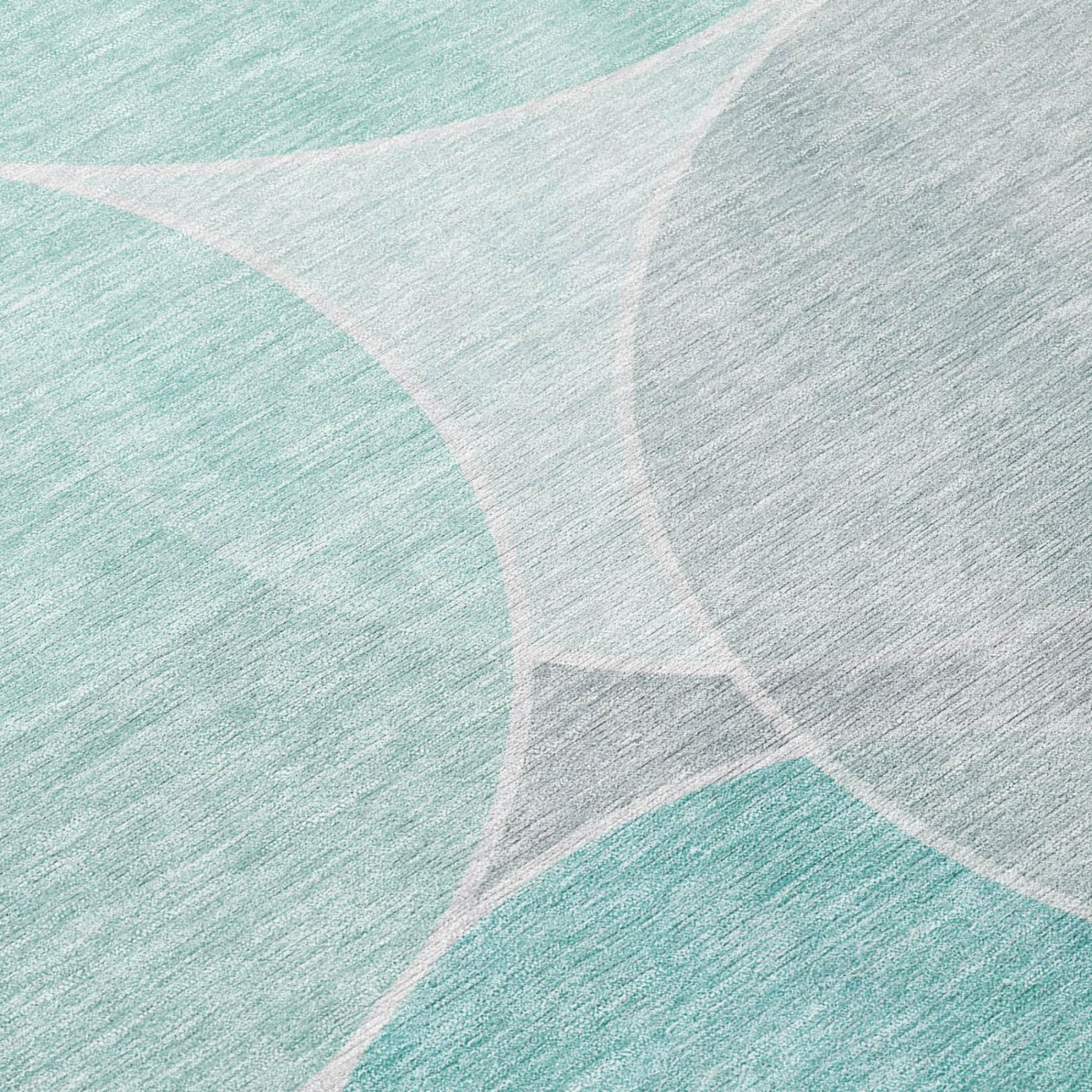 3' X 5' Aqua And Teal Blue Geometric Washable Indoor Outdoor Area Rug Homeroots Outdoor
