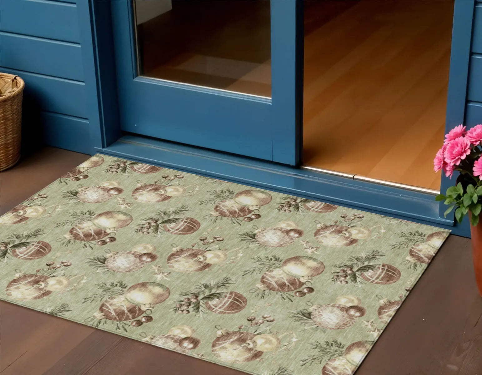 3' X 5' Artichoke Green Brown And Beige Stars Washable Indoor Outdoor Area Rug Homeroots Outdoor