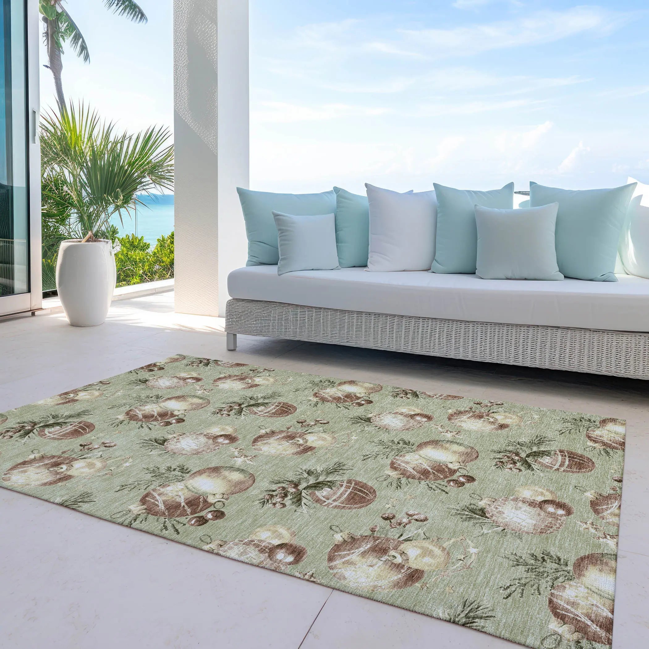3' X 5' Artichoke Green Brown And Beige Stars Washable Indoor Outdoor Area Rug Homeroots Outdoor