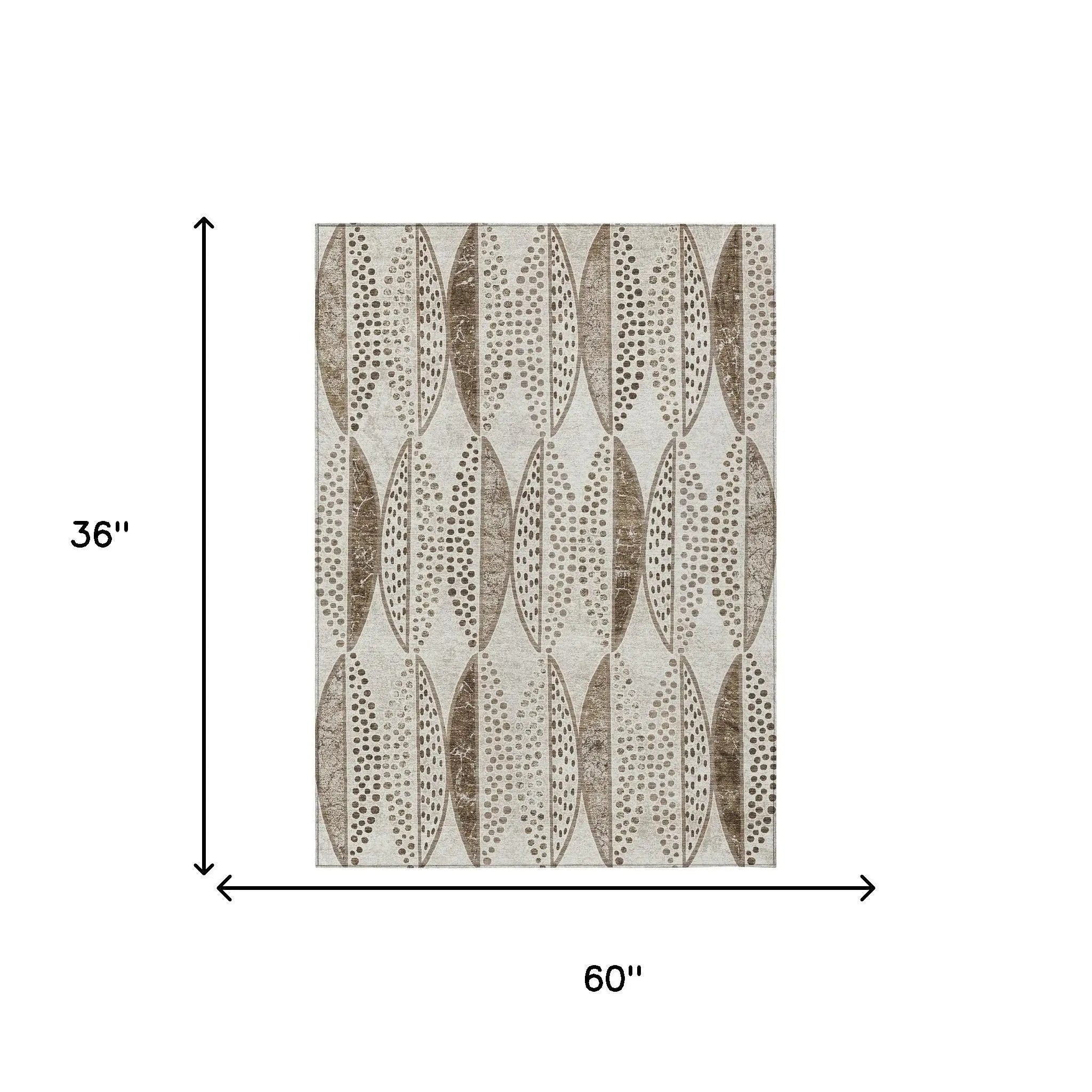3' X 5' Beige And Blue Geometric Washable Indoor Outdoor Area Rug Homeroots Outdoor