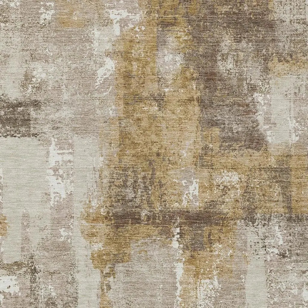 3' X 5' Beige And Brown Abstract Washable Indoor Outdoor Area Rug Homeroots Outdoor