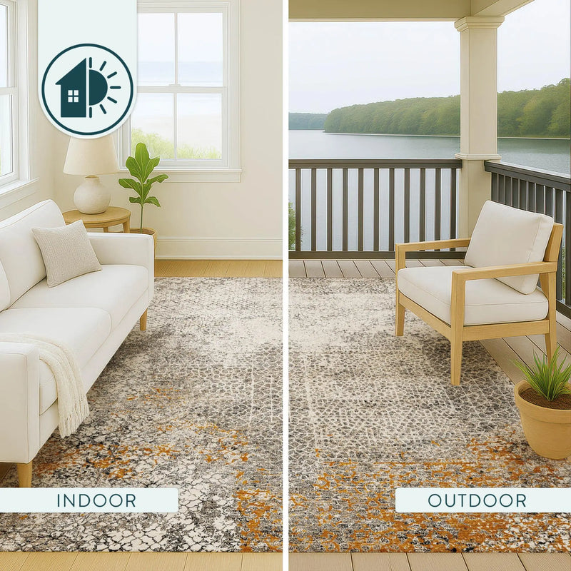 3' X 5' Beige And Brown Abstract Washable Indoor Outdoor Area Rug Homeroots Outdoor
