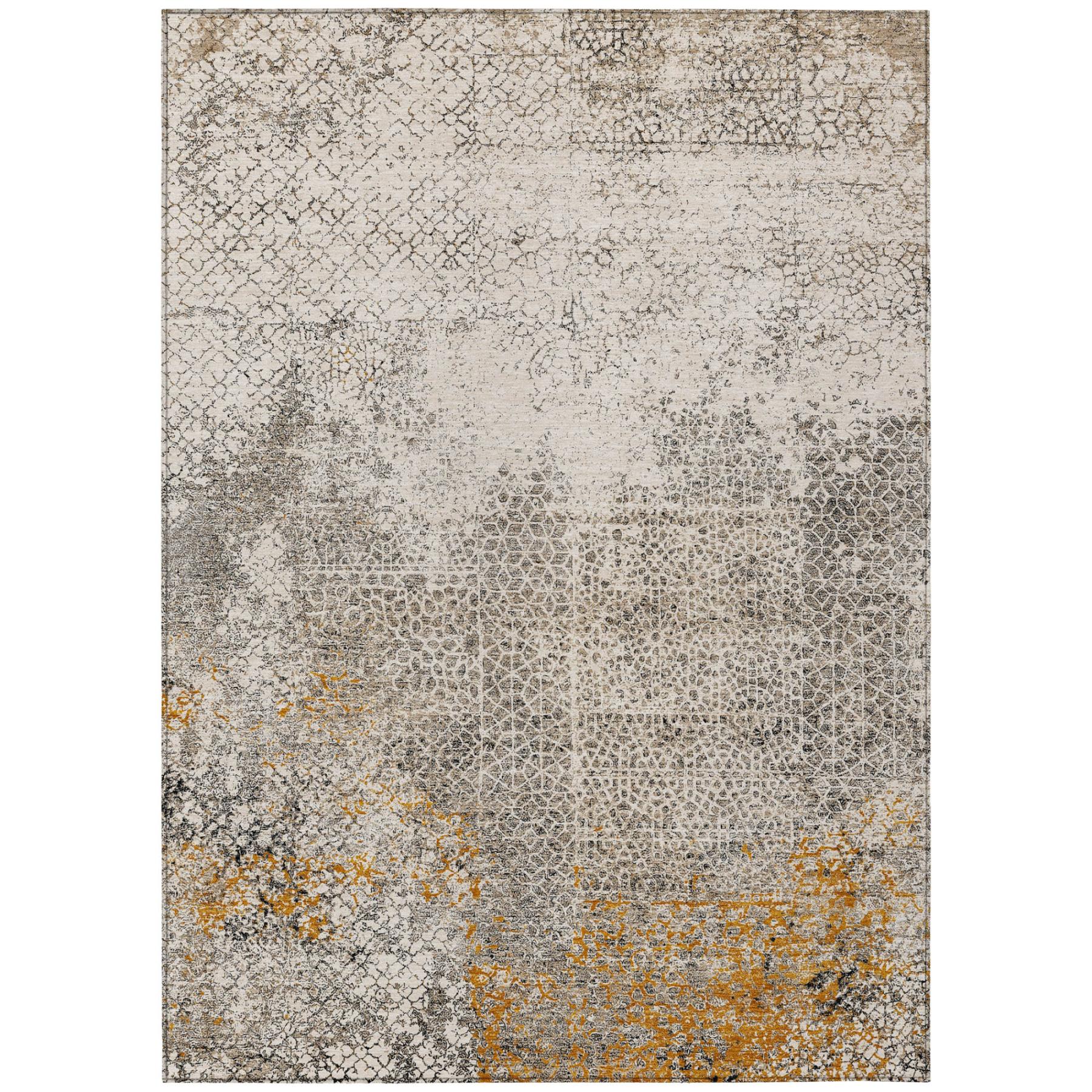 3' X 5' Beige And Brown Abstract Washable Indoor Outdoor Area Rug Homeroots Outdoor